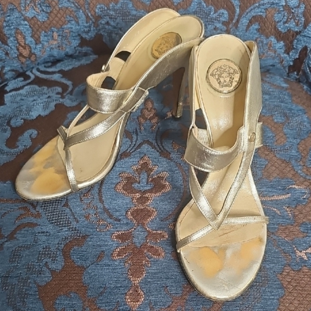 Gold Strappy High Heel Sandals - Women's Dress Heels